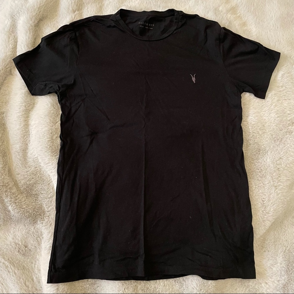 All Saints Mens Black Tee Small SlimFit